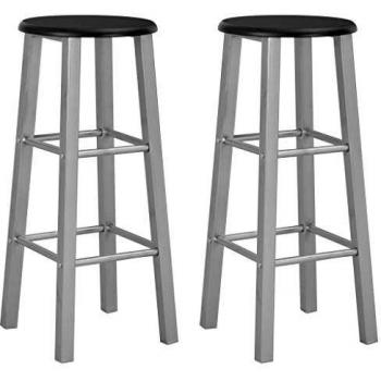 MDF Bar Stools, Set of 2, Silver