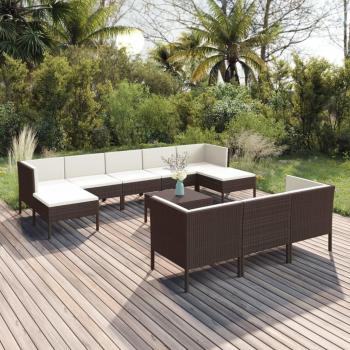 VidaXL 11-tlg. Garten-Lounge-Set in Braun mit hochwertigen Auflagen