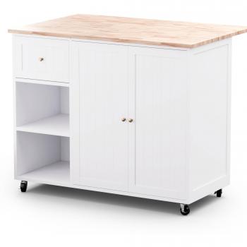Chariot de rangement extensible avec 2 étagères et 2 tiroirs