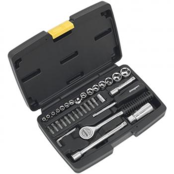 Sealey S0725 | Socket Set 37pc 1/4 & 3/8Sq Drive 6pt Metric