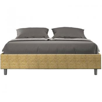 Letto matrimoniale sommier senza rete imbottito 160x190 tessuto Aragona 3 giallo