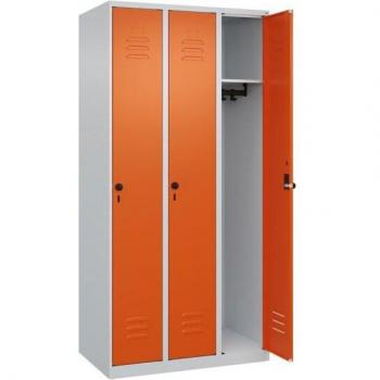 CP Spind Classic Plus, 3 Fächer, 90 x 50 x 185 cm, reinorange/lichtgrau