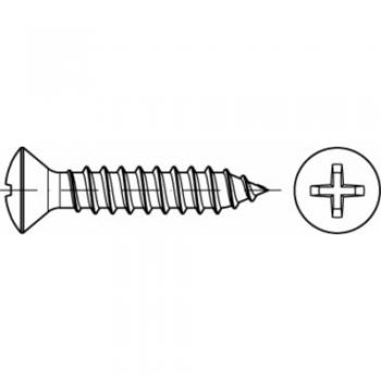 Vis à tôle 50 mm Tête fraisée (cruciforme) TOOLCRAFT, acier galvanisé – pack de 250