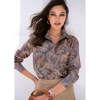 MADELEINE Langarm-Satinbluse mit Knopfdetails