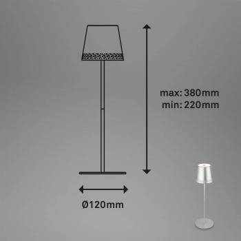 Briloner Kiki LED Table Lamp with Rechargeable Battery 3000K Warm White Matt Chrome Finish Waterproof IP44