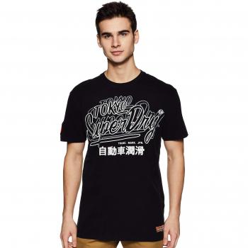 Superdry T-Shirt Box Fit Réactif Classique, Noir, Medium Homme