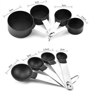 Set van 8 Keuken Maatbekers en Lepels met RVS Handgreep