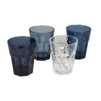 BO-CAMP 4er Set Camping Gläser Mix&Match, Kunststoff Trinkglas für Wasser und Wein 400 ml
