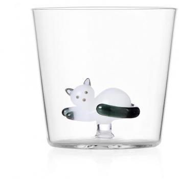 ICHENDORF MILANO Bol Transparent à queue de chat tigré blanc-gris