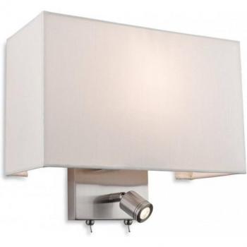 Netlighting Fargo 1 Light Indoor Wall Light with Reading Lamp Brushed Steel