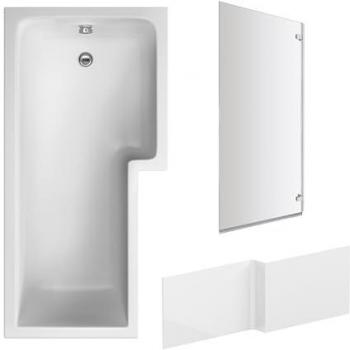 Balterley Chrome L-Shaped Tub Front Panel + Bath Screen Unit
