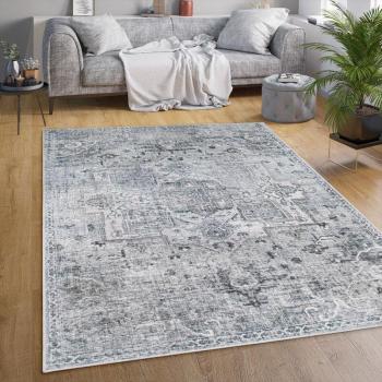 Tapis lounge Paco Home, tissage plat vintage, couleur gris/beige