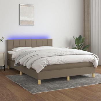 Taupe Boxspringbett 140x200 cm mit Matratze & LED von vidaXL