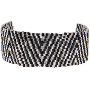 Leslii Triangular Web‑Pattern Damenarmband in Schwarz mit Silberschimmer