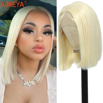 Synthetic T Part Lace Front Wig Short Blonde Bob Daily Wear 12