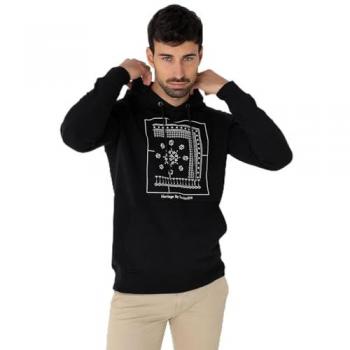 Sudadera con capucha Bendorff negra, gráfica paisley, manga raglan