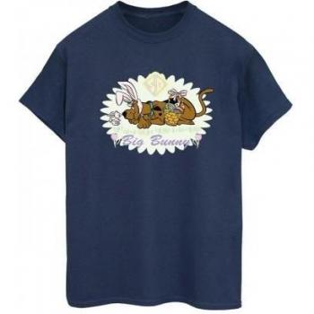 T-shirt en coton bleu marine Scooby Doo avec grand lapin pour dames