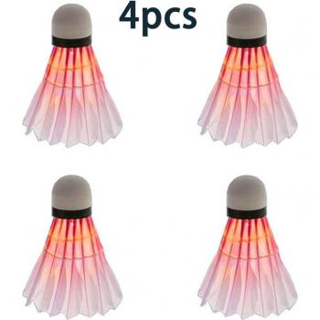 4 Pcs Illuminated Badminton Shuttlecocks for Nighttime Play