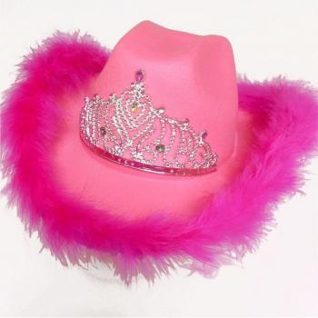 Rosa Cowboy Hut Tiara für Frauen und Mädchen