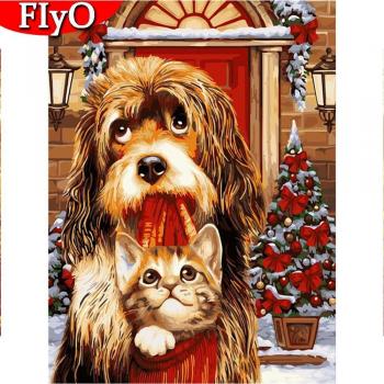 Full Round Diamond Painting Dog Rhinestone Picture 20X30CM
