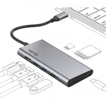 USB‑C 7‑Port Adapter QacQoc – PD‑Ladegerät, 4K HDMI, 3×USB‑3.0, Kartenleser