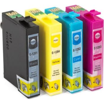 Pack de Cartuchos de Tinta ZipZap Compatibles Epson T1281/T1282/T1283/T1284 Negro/Tricolor 10 unidades