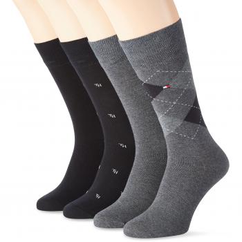 Tommy Hilfiger Herren Socken ARGYLE BOX 4P, 4er Set, Größe 39, Schwarz