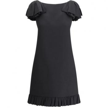 Valentino Women's Black Wool-Silk Blend Mini Dress with Bows