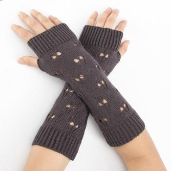Warm Knit Love Pattern Half Finger Gloves for Autumn Winter