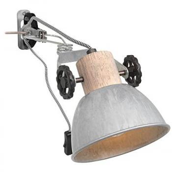 Lampada da parete in legno e metallo, faretto orientabile 15x37 cm