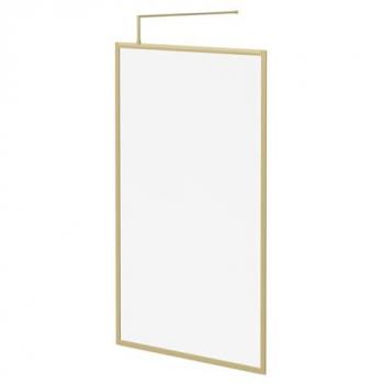 8mm Clear Glass Walk In Shower Screen with Brushed Brass Frame