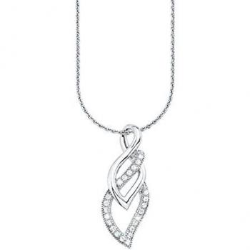 Amor Halskette mit Anhänger 925 Sterling Silber Damen, Zirkonia, 45 cm