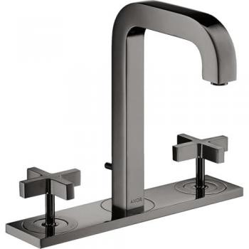 Mezclador Lavabo 170mm Hansgrohe Axor Citterio – Juego de Desagüe y Caño 140 mm, Tiradores en Cruz, Placa (Negro Pulido)