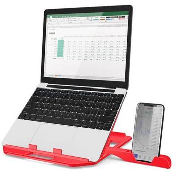 Folding Laptop Holder with 7 Gears Height Adjustment, Anti-Skid Cooling, and Phone Holder for MacBook Pro