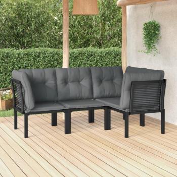 Set de jardin 4 pièces noir et gris résine tressée
