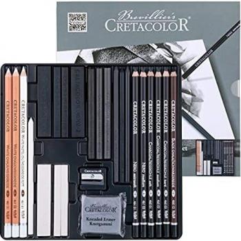 Cretacolor Kit di Disegno “Box Nero e Bianco” – 25 Matite