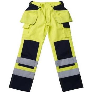 Mascot Almas Schutzhose für Handwerker – Warngelb mit Marineblau, L82 cm (C48)