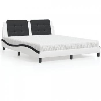 Letto Bianconero 160x200 cm con Materasso in Similpelle