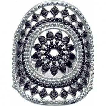Anello Argento “Carmen” Nero Luce 28 mm