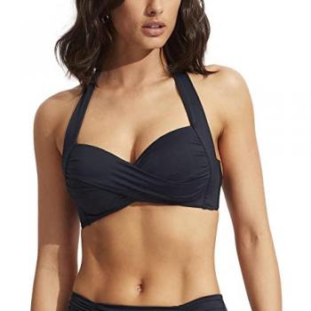 Navy Seafolly Soft Cup Halter Bikini Top for Women