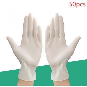 Gants en caoutchouc pour travaux ménagers, 50 pièces, blancs