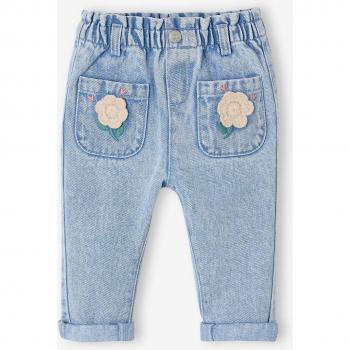 VERTBAUDET Jean bébé en denim blanchi avec motifs