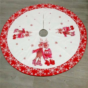 Couvre-sol festif 120 cm – Tissu non tissé avec cerfs doubles et scène animée