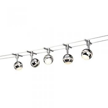 QAZQA Modernes 5‑Flammen‑LED-Seilsystem Tubos – Rundchrom, Kunststoff/Metall, für Wohnzimmer, Schlafzimmer & Küche