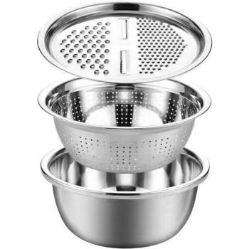 Rallador de acero inoxidable multiusos para cortar patatas, verduras y fruta con cesta