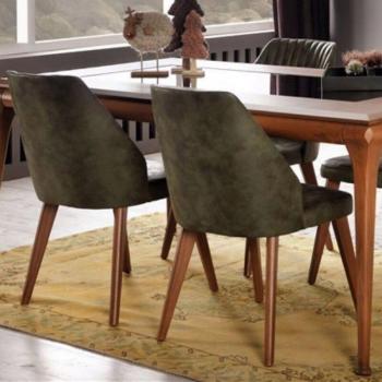 Verde Oliva Sedia Iperbriko Velluto Legno Diana 50x48