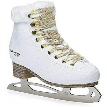 Tempish Patins à Glace Fine pour Dames avec Fourrure Synthétique, Confortables et Chauds, Blanc 38 EU