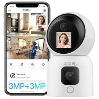 ZOSI C528M Caméra Intérieure 6MP avec Double Objectif et Écran Intégré