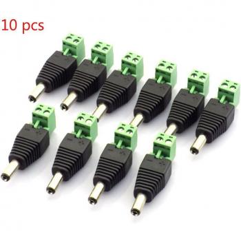 10 piezas de adaptadores DC 2,1mm x 5,5 – fuente de alimentación y lámpara LED H10 para CCTV