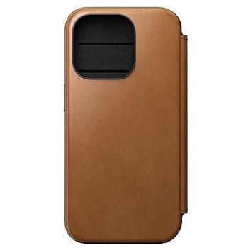 Cover in Pelle Folio Beige per iPhone 15 Pro di Nomad